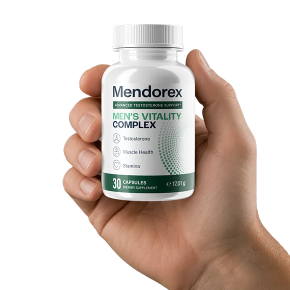 Étiquette du flacon de Mendorex portant la mention Advanced Testosterone Support