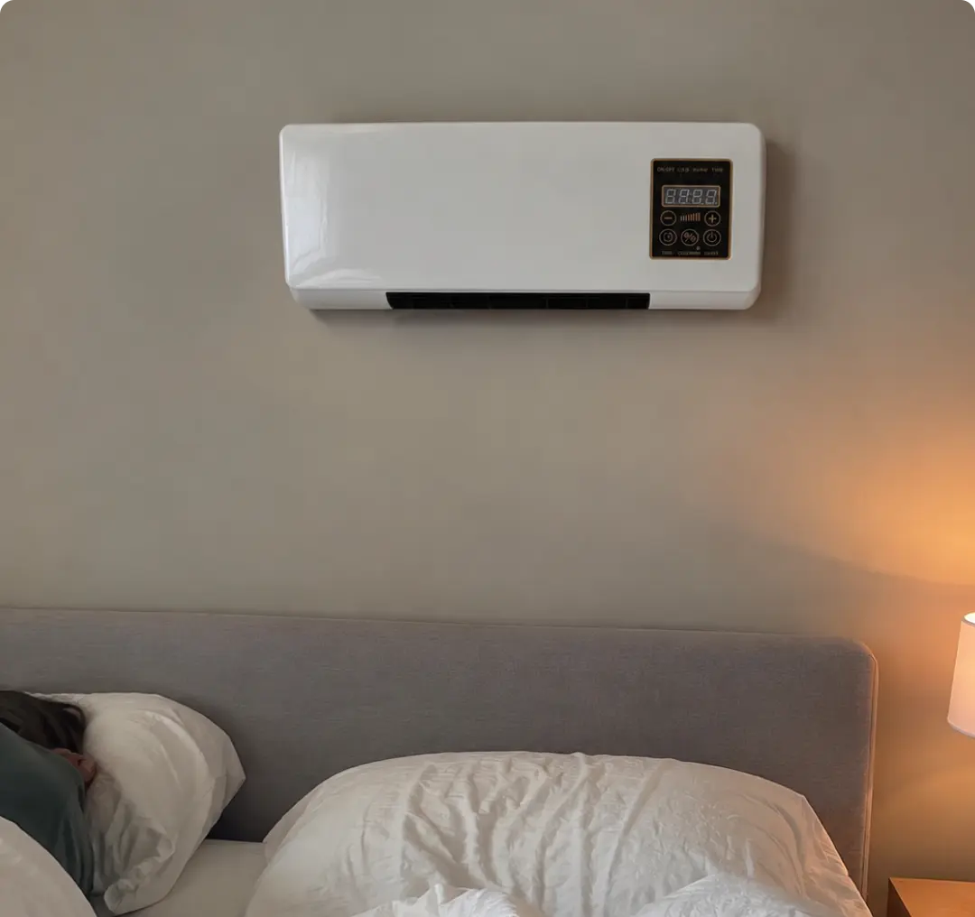 CoolCove mounted above a bed in a bedroom